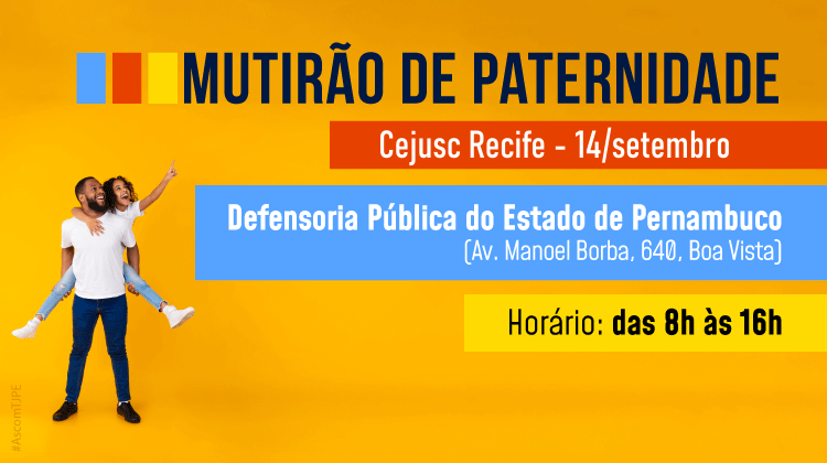 Logo do Mutirão de Paternidade com um pai levando o filho nas costas