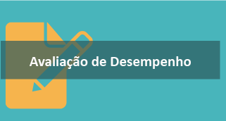 Clique aqui para conhecer a nova avaliação de desempenho. A imagem com fundo de cor ciano tem o título "Nova Avaliação de Desempenho"