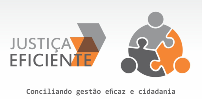 Marca do Justiça Eficiente, com duas setas apontando para a direita