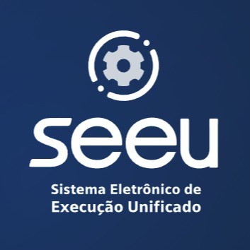 Logo do sistema SEEU com a sigla em destaque no centro, em letras brancas, embaixo o nome por extenso, em um fundo azul escuro